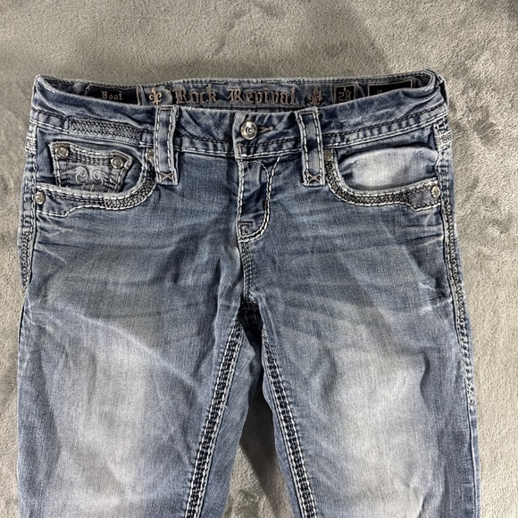 Rock Revival Raylea Jeans Women's 28" Light Wash Bootcut Distressed Fits 29x30 - Picture 11 of 16